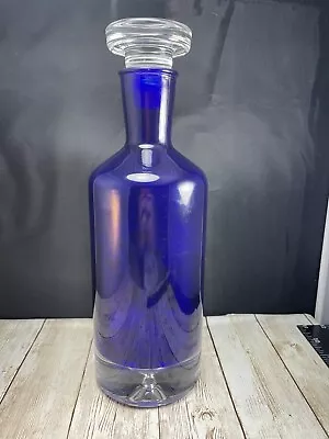 Ultimat Vodka Bottle Blue On Glass Clear Stopper 11 Inches • $18