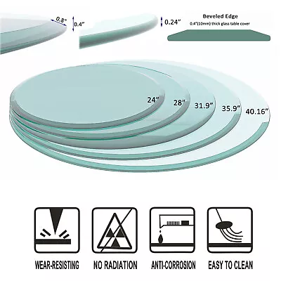 $74.99 • Buy Round Tempered Glass Table Top 1/4'' 1/2'' 2/5  Thick Round Beveled Polished