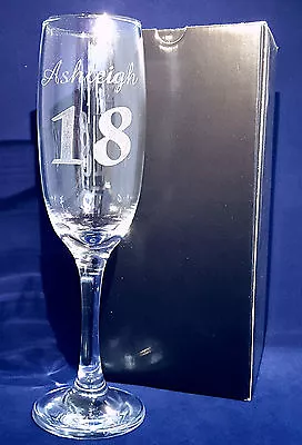 PERSONALISED ENGRAVED CHAMPAGNE FLUTE 18th Birthday Present 21st Birthday Gift • £10.49