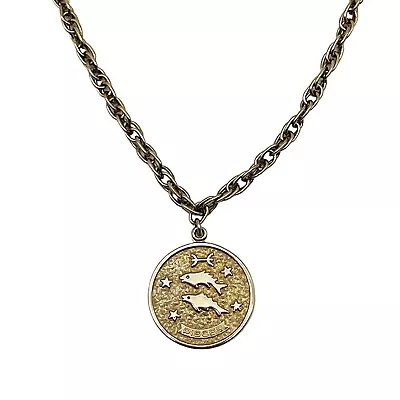 Vintage 70’s Sarah Coventry Gold Tone Pisces Zodiac Astrology Unisex Necklace • $12.99