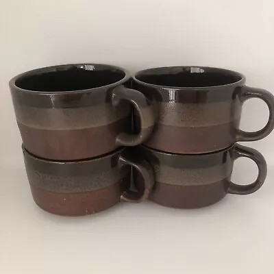 Carlton Retro Vintage Mugs Cups Set Of 4 Earthy Stoneware Brown Soup Coffee Tea • $38.99