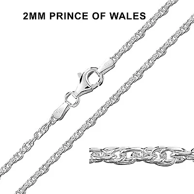925 Sterling Silver Chain Necklace Curb Rope Various Lengths • £16.99