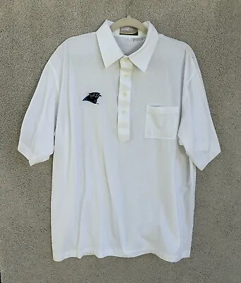 Carolina Panthers Polo Shirt XL Sahara 4-Button Vintage NFL Football White • $18.99