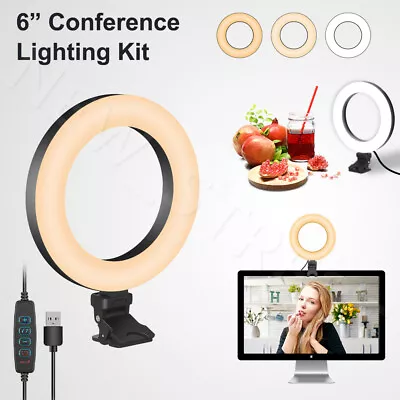 6 Inch LED Ring Light Clip On Video Conference Lighting Kit For Laptop Monitor • $13.95