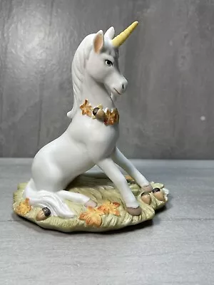 Vintage Enesco Unicorn Porcelain Autumn Leaves Acorns Horn 1983 *See Pics Read • $19.99