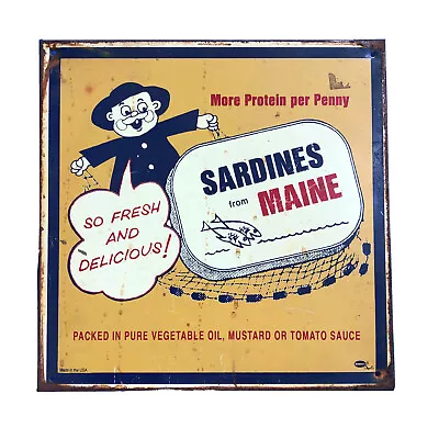 Mummert Sign Co. U.S.A Metal 11.5” Advertising Sign  Sardines From Maine  Vt • $112