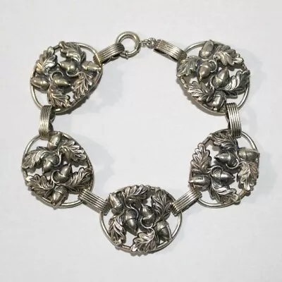 Vintage Danecraft Sterling Silver Acorn Leaf Bracelet • $40