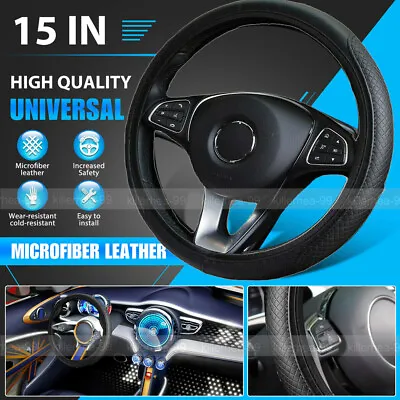 £7.94 • Buy Car Accessories Steering Wheel Cover Black Leather Anti-slip 15 /38cm Universal