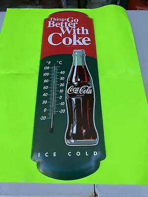 Retro “ Things Go Better  With Coke” Metal Thermometer 27x8.5 NIP • $45