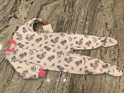 Vintage NOS NWT Carters Sleepwear One Piece Footed Pink Tea Bears Pajamas 4T • $27.99