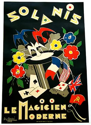 Magic Hat French Art Deco George Conde Original Poster Solanis Magicien Moderne • $950