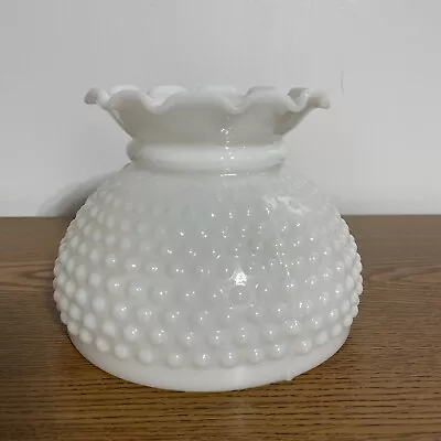 VTG Milk Glass Hobnail Lamp Shade Hurricane  5-7/8” Fitter Ruffled Top 4.5” H • $24.99