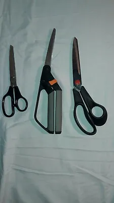 Lot Of 3 Scissors:Mundial 690 Fiskars Easy Action Ja-Son Made In USA & Brazil • $24.95