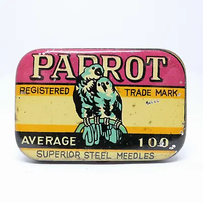 100 Size PARROT Gramophone Needle Tin (Grammophon Nadeldose Boîte à Aiguilles) • $70