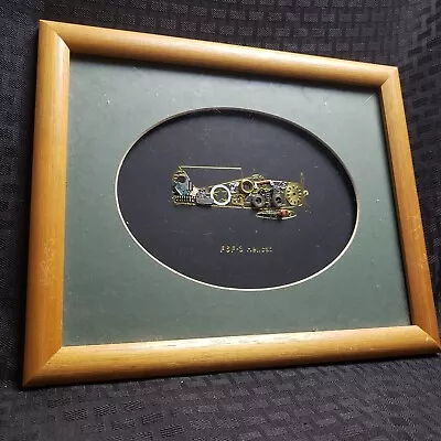 Vintage Horological Collage F6F-3 Hellcat Airplane Art Framed Under Glass • $45