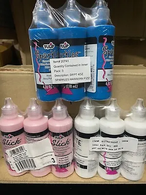 9 X Tulip 3D Fabric Paint Hawaiian Fizz / Snow Cap White / Pink / New Sealed • £29.99