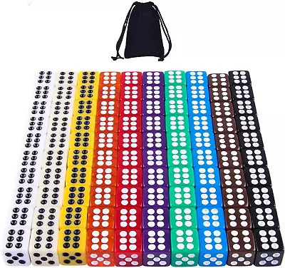 100 Pieces 12mm Dices 6 Sided Game Dice Set Square Corner Dice With A Drawstring • $19.99