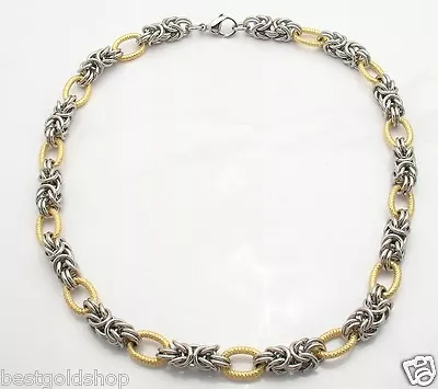 Bold Round Byzantine Chain Necklace Stainless Steel By Design QVC FREE SHIP • $33.60