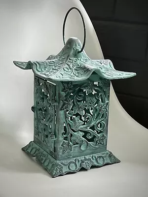 Retired PartyLite Pagoda Hanging Lantern Verdigris Ivy Candle Holder • $69