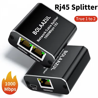 RJ45 Splitter 1 To 2 Way Gigabit 1000/100Mbps 1X2 Ethernet Adapter Network Cable • $19.99