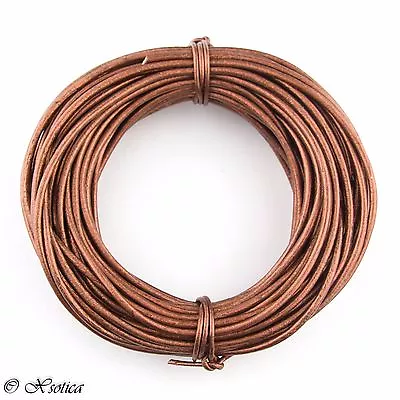 Copper Metallic Round Leather Cord 1mm 25 Meters (27 Yards) • $9.20