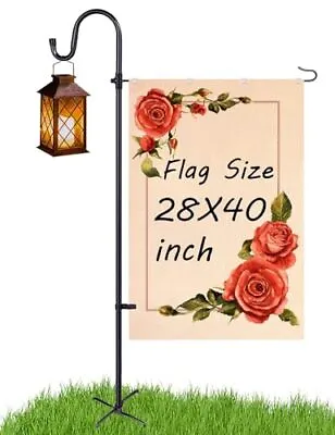 LOPANNY Large Garden Flag Holder Stand Pole For 28 X 40 Flags With Shepherds ... • $24.32