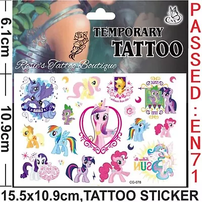 MY LITTLE PONY Themed Temporary Tattoos UK Girls Party Bag Fillers Toys Loot 💕 • £2.49