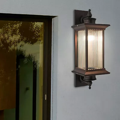 Vintage Outdoor Wall Light Lantern Porch Exterior Sconce Lamp Fixture Brown • £43