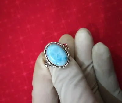 Larimar Gemstone 925 Sterling Silver Handmade Jewelry Ring All Size AB-843 • $14.41