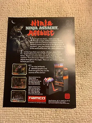 $8.49 • Buy Original 11- 8 1/4''  Ninja Assault Namco ARCADE VIDEO GAME FLYER
