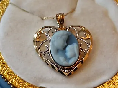 10k Solid Gold New Mother & Child Heaven's Gift New Mom Heart Necklace 18  Nos • $159.99