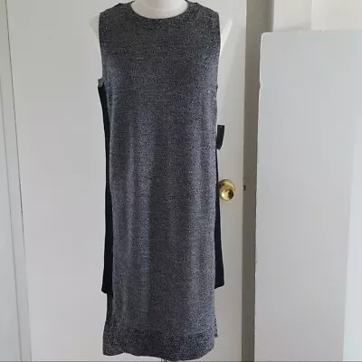 Athleta Size Medium Merino Wool Midi Dress Gray Heather Black Sleeveless $128 • $39.99