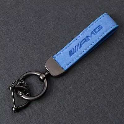 Blue Suede Leather Car Logo Keychain Keyring Accessories For Mercedes Benz AMG • $12.99