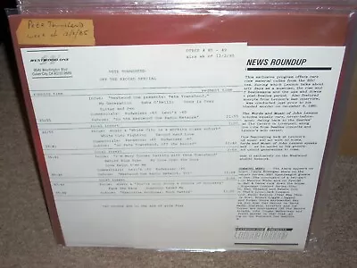 PETE TOWNSHEND Mary Turner Off The Record ( Rock ) 2lp Westwood One • $50