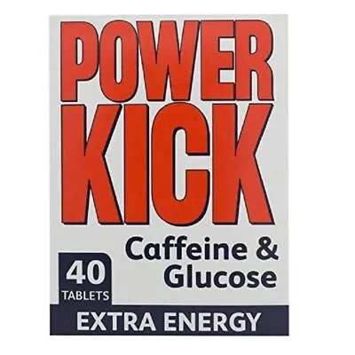 Power Kick Caffeine & Glucose Lozenges Extra Energy Boost Supplement 40 Tablets • £2.85