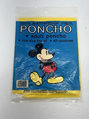 Disney World Vintage Mickey Mouse Rain Poncho Adult One Size Waterproof • $9.99