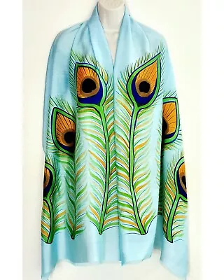 Peacock Feather (Turquoise) Women Scarf • $85