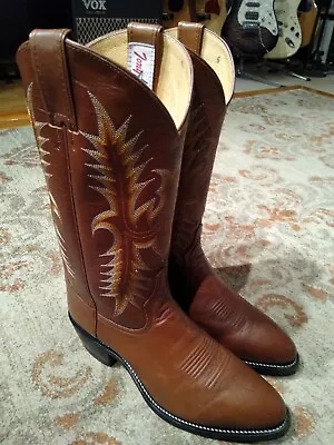 Tony Lama Vaquero Brown Cowhide Leather Round Toe Cowboy Boots #vm2989 Men's 9d • $62.95