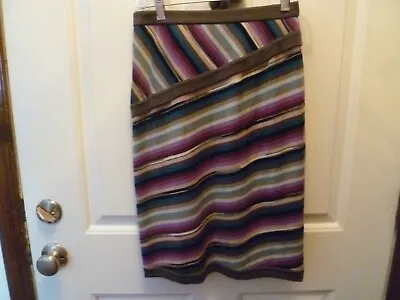 Missoni Womans Skirt Italy 40 Multi Stripe Lined Rayon Wool 26 Waist • $16