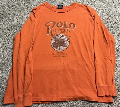 Vintage Polo Sportsman Shirt Ralph Lauren Deer Outdoor L/S Size XL Read Orange • $24.99