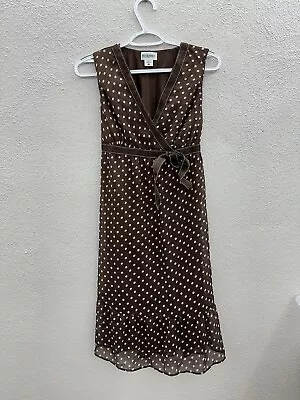 Womens Motherhood Maternity Brown Dotted Faux Wrap Dress Size Small • $14.98