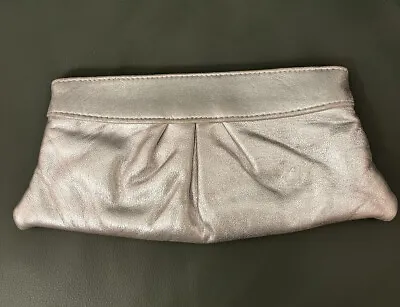 LAUREN MERKIN Light Silver Leather Evening Clutch  • $24.99