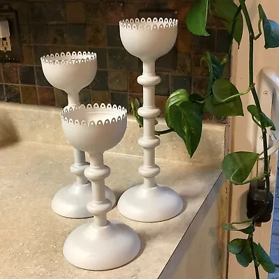 PRE-OWNED EUC Lot Of 3 IKEA- HARFIN WHITE METAL CANDLE HOLDERS • $35