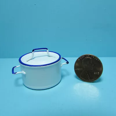 Dollhouse Miniature White Metal Cooking Large Stock Pot With Lid B0202 • $2.96