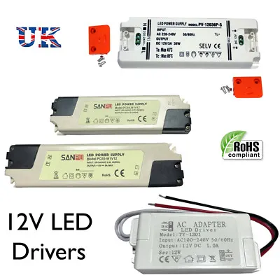 DC 12V LED Driver Power Supply Transformer AC 230V For G4 MR11 MR16 LED Strip • £2.99