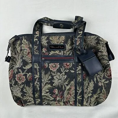 Vintage Oscar De La Renta Tapestry Travel Bag Tote Zipper Double Handle Luggage • $55