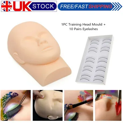 Face Painting Make Up Training Head Mannequin Makeup Doll Head +10 Eyelashes Kit • £13.89