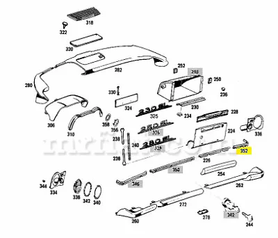 Mercedes W113 230SL 250SL 280SL Pagoda Dashboard Garnish Moulding Bottom Right • $807