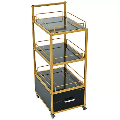 Beauty Salon Storage Trolley Cart W/ Lockable Rolling Wheels Metal Frame Drawer • $95.48