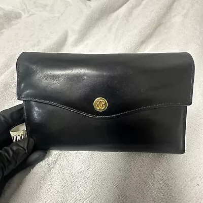 Vintage  Bosca Bifold Leather Checkbook Full Grain Leather Black Wallet USA • $30